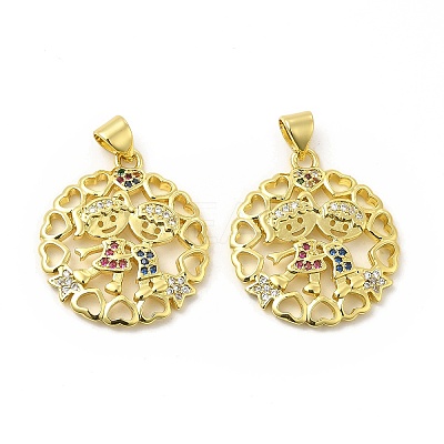 Brass Micro Pave Cubic Zirconia Pendants KK-H441-30G-1