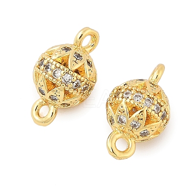 Brass Micro Pave Cubic Zirconia Connector Charms KK-U056-03G-1