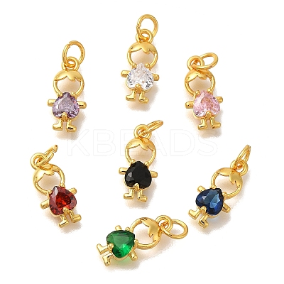 Rack Plating Brass Micro Pave Cubic Zirconia Charms KK-I716-23G-1