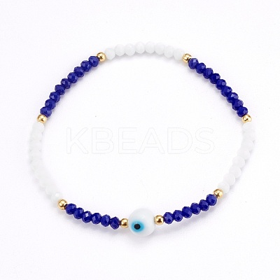 Faceted Glass Beaded Stretch Bracelets BJEW-JB05985-01-1