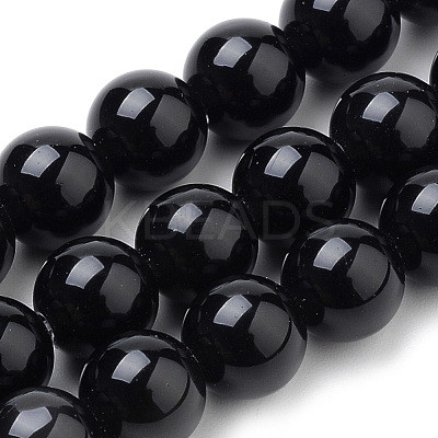 Natural Black Onyx Beads Strands G-S259-19-10mm-1