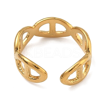 Ion Plating(IP) 304 Stainless Steel Oval Buckle Open Cuff Ring for Men Women RJEW-I085-12G-1