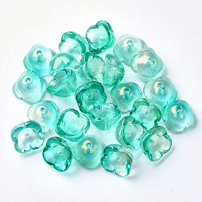 4-Petal Transparent Spray Painted Glass Bead Caps LS-X-GGLA-S054-009B-04-1