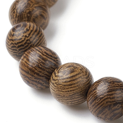 Natural Wood Round & Synthetic Turquoise Turtle Beaded Stretch Bracelet for Women BJEW-JB09699-06-1