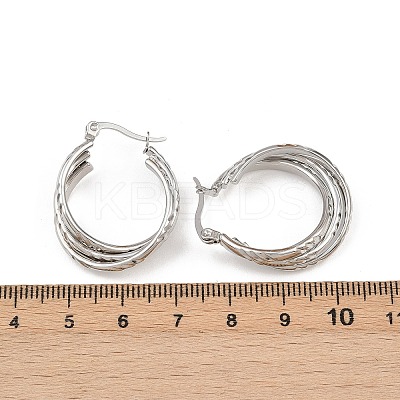 304 Stainless Steel Triple Twist Ring Stud Earrings EJEW-P324-09P-1