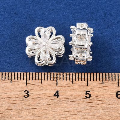 Brass Micro Pave Clear Cubic Zirconia Beads KK-S389-21S-1