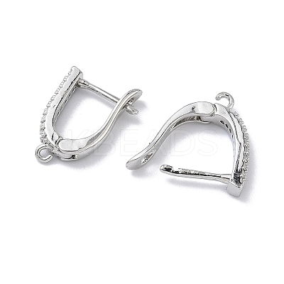 Brass Micro Pave Clear Cubic Zirconia Hoop Earring Findings KK-Z143-06P-1