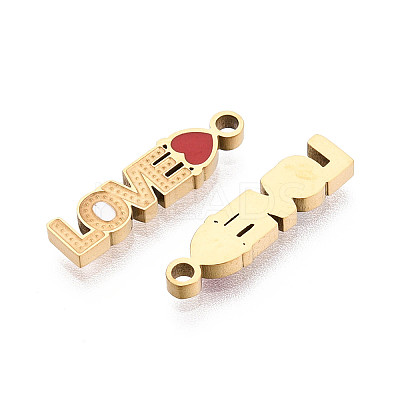 304 Stainless Steel & Enamel Word Love Pendants STAS-T073-20G-1