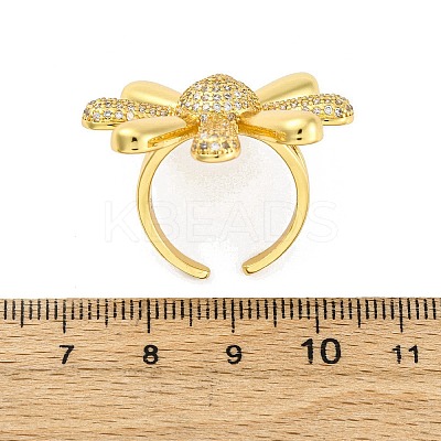 Brass Micro Pave Clear Cubic Zirconia Cuff Rings for Women RJEW-H248-02G-1