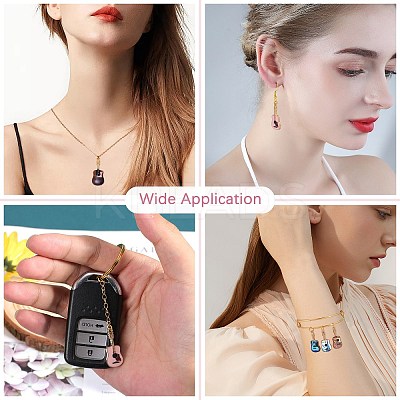 30Pcs 5 Colors Rack Plating Golden Tone Alloy Pendants ENAM-SZ0004-06-1