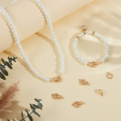 6Pcs Brass Micro Pave Clear Cubic Zirconia Fold Over Clasps KK-BC0015-10KCG-1