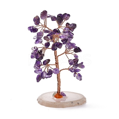 Natural Amethyst Chips & Agate Pedestal Display Decorations DJEW-A001-04J-1