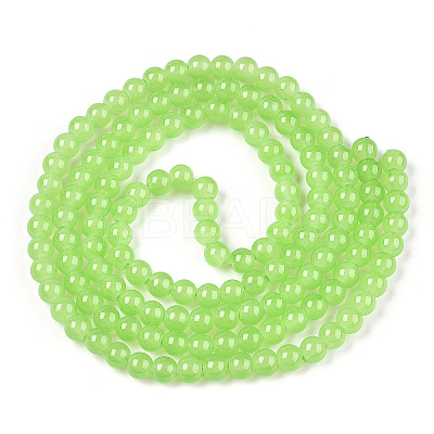 Baking Paint Imitation Jade Glass Round Bead Strands DGLA-Q021-6mm-09-1