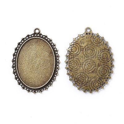Tibetan Style Alloy Oval Tray Cabochon Settings LS-TIBEP-5437-AB-LF-1