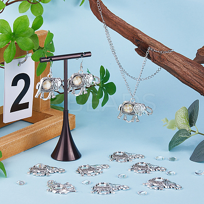 DIY Blank Dome Elephant Pendant Making Kit DIY-SC0022-08-1