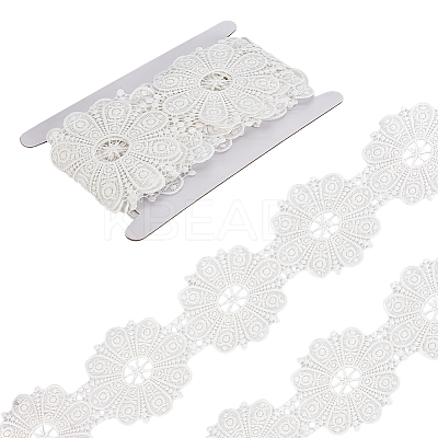 4 Yards Flower Polyester Embroidery Lace Ribbon OCOR-MA0001-41A-1