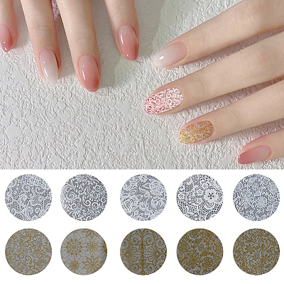 10 Rolls PET Lace Flower Nail Foils Floral Transfer Paper STIC-WH20010-16A-1