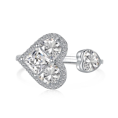 Rhodium Plated 925 Sterling Silver Birthstone Ring RJEW-F150-52P-1