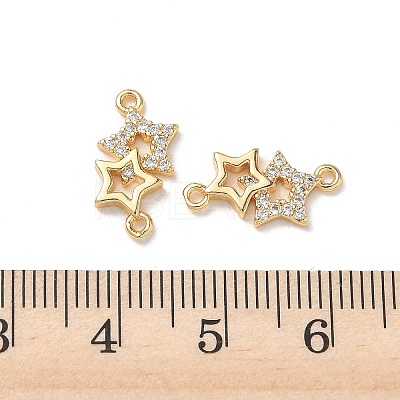 Brass Micro Pave Clear Cubic Zirconia Connector Charms KK-P355-27G-1