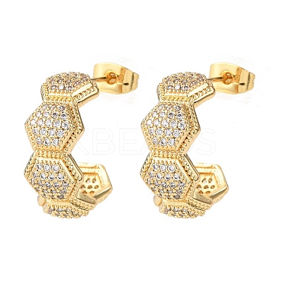 Brass Micro Pave Cubic Zirconia Stud Earrings EJEW-B153-03G-1