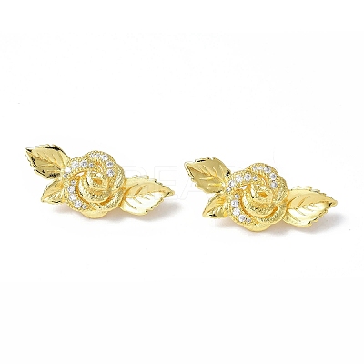 Brass Micro Pave Clear Cubic Zirconia Twister Clasps KK-P223-36G-1