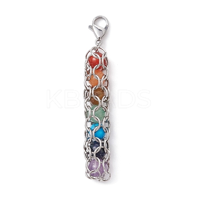 Chakra Natural Gemstone Pouch Pendant Decooration HJEW-JM01611-01-1