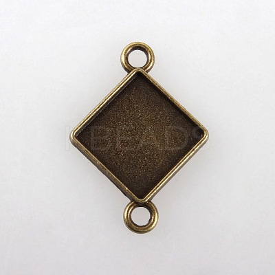 Vintage Tibetan Alloy Rhombus Cabochon Connector Bezel Settings X-TIBE-M016-03AB-NF-1