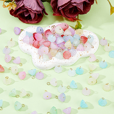112Pcs 7 Styles Two Tone Acrylic Charms PALLOY-HY00033-1