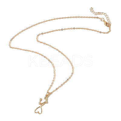 2Pcs 2 Colors Mom Daughter Hand in Hand Family Heart Alloy Pendant Necklaces NJEW-FS0001-10B-1