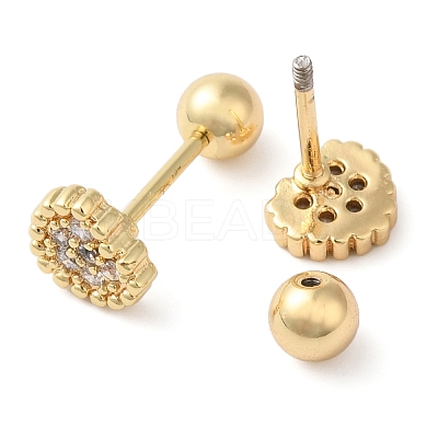 Heart Bow Brass Micro Pave Clear Cubic Zirconia Cartilage Earrings EJEW-L289-03G-06-1