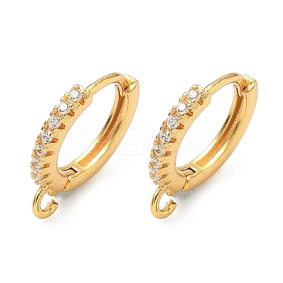 Brass Micro Pave Clear Cubic Zirconia Hoop Earring Findings KK-H532-14B-G-1