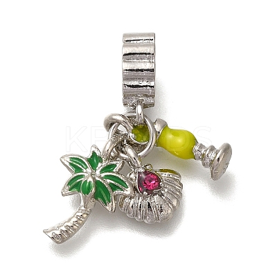 Rack Plating Alloy Rhinestone European Dangle Charms PALLOY-P307-18P-1