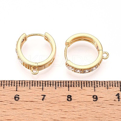 Brass Micro Pave Cubic Zirconia Hoop Earring Finding KK-N261-25G-1