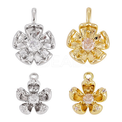 4Pcs 4 Styles Brass Pendants KK-TA0009-06-1
