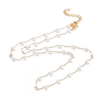 PVD Vacuum Plating 304 Stainless Steel Beaded Necklaces NJEW-E064-03G-1