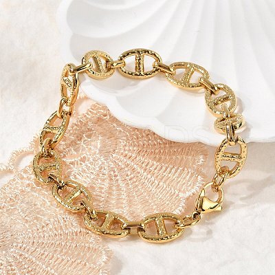 304 Stainless Steel Mariner Link Chain Bracelets for Women BJEW-F488-54A-G-1