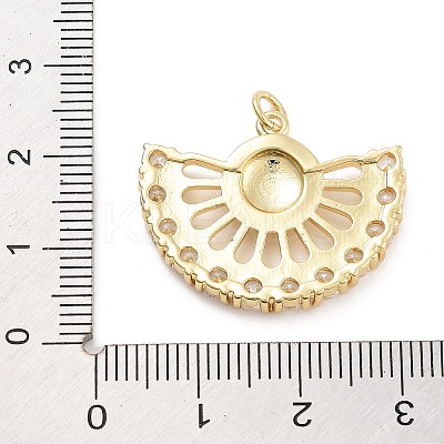 Fan Shaped Rack Plating Brass Micro Pave Cubic Zirconia Pendants KK-G512-28B-G-1