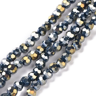 Faceted(32 Facets) Round Full Rainbow Plated Electroplate Glass Beads Strands EGLA-J130-FR15-1