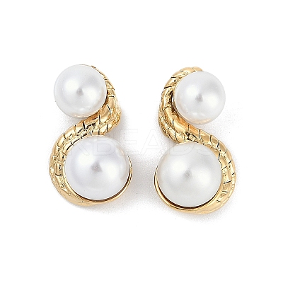 Ion Plating(IP) 304 Stainless Steel Swirl Stud Earrings EJEW-Z068-41G-1