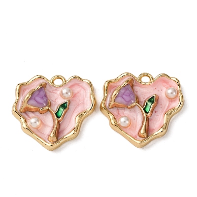 Alloy Enamel Flower Pendants ENAM-B028-41KCG-04-1