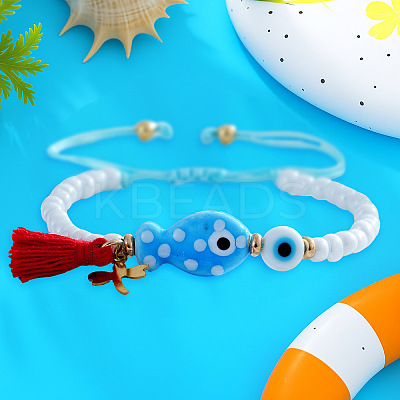 Cotton Tassel & 304 Stainless Steel Charm Bracelets AF1826-1