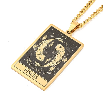 304 Stainless Steel Tarot Pendant Necklaces NJEW-A026-01G-12-1