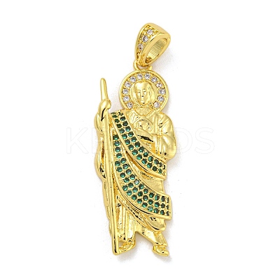 Priest Rack Plating Brass Micro Pave Cubic Zirconia Pendants KK-G513-91G-1