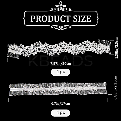Flower Pattern Polyester Lace Elastic Bridal Garters AJEW-WH0470-01-1