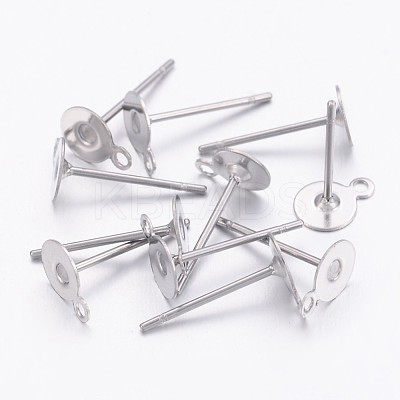 Non-Tarnish 304 Stainless Steel Stud Earring Settings STAS-N036-03B-1