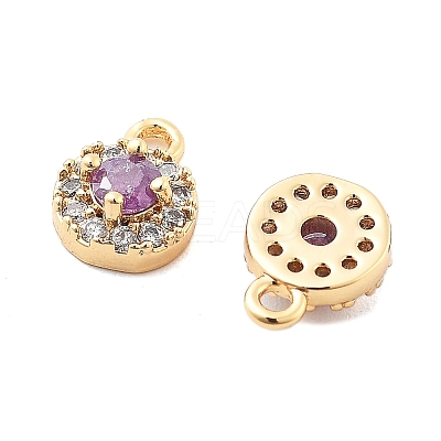 Brass Micro Pave Cubic Zirconia Charms KK-L222-001G-03-1