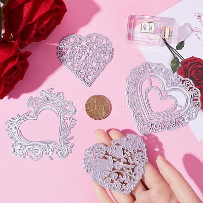 4Pcs 4 Styles Heart Carbon Steel Cutting Dies Stencils DIY-GF0007-80-1