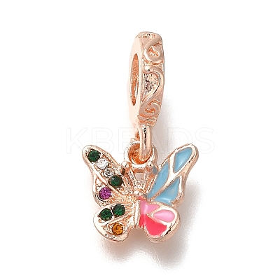Rack Plating Alloy Rhinestone European Dangle Charms PALLOY-P307-09RG-1