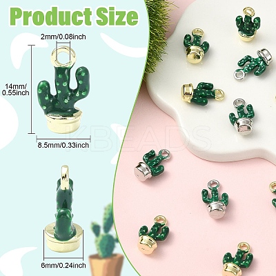 16Pcs 2 Colors Alloy Enamel Cactus Charms ENAM-CJ0007-47-1