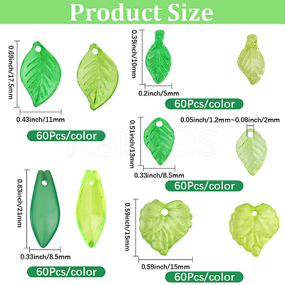 600Pcs 10 Styles Transparent Acrylic Pendants OACR-PA0001-48-1